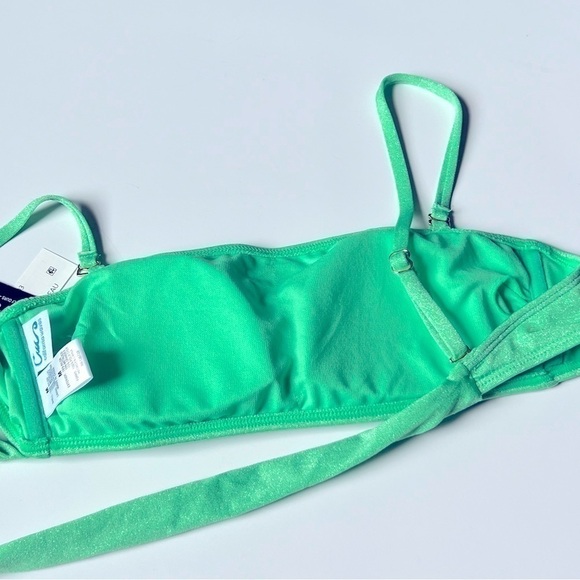 California Waves Junior's Metallic Shine Bandeau Bikini Top Swimsuit Green NEW M - Picture 8 of 10